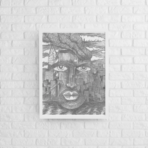 Emotional 9/11 memorial art print illustration by Howard Goodley