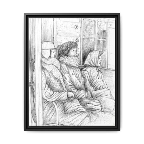 Winter Commute Framed Canvas