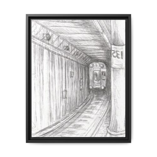 Tunnel Vision Framed Canvas – 135th Street Subway Sketch by Howard Goodley