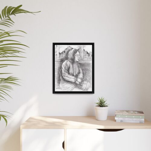 Downtown Glimpse Framed Canvas – Subway Sketch from Train Ride Through His Eyes by Howard Goodley