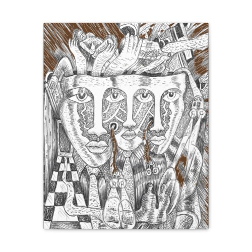 Expressive Faces Canvas #1 – Powerful Surreal Wall Art from Howard’s Montage Collection - Image 7