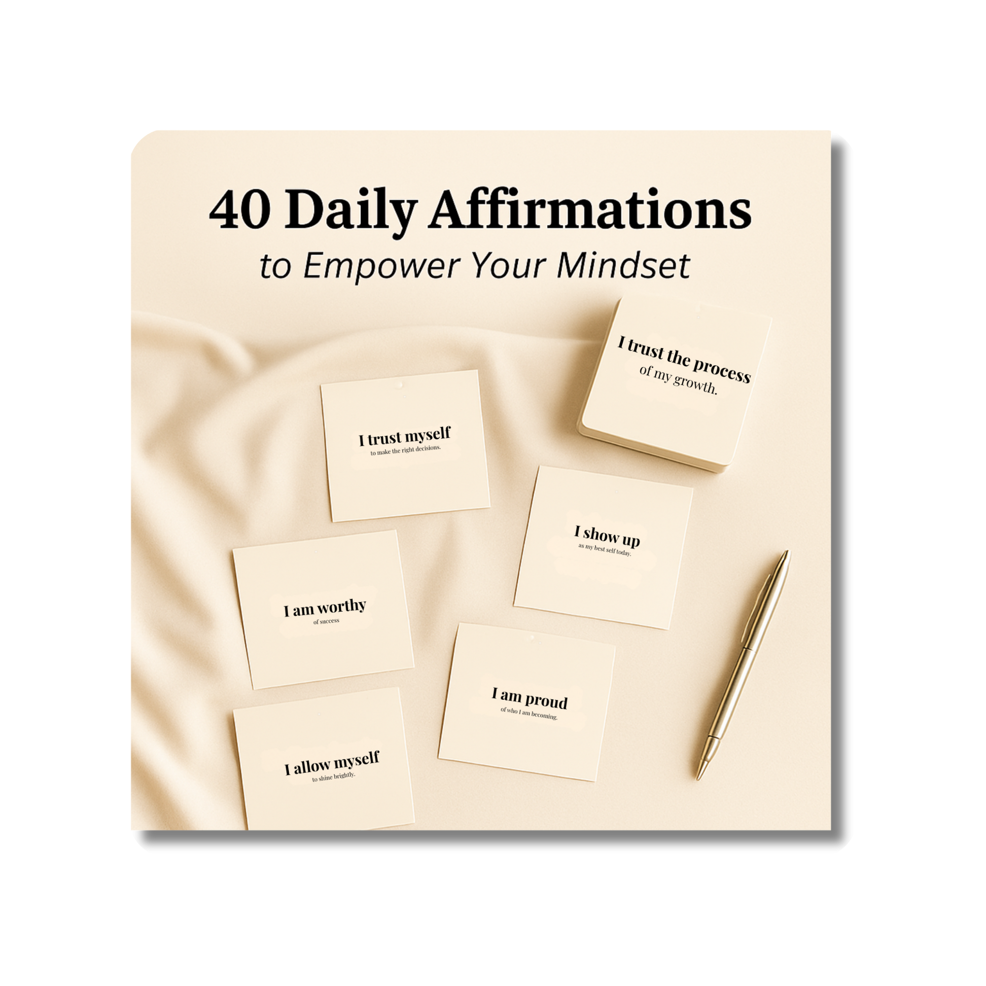 40 Daily Affirmations Cards – Printable Positive Mindset Deck (Digital Download)