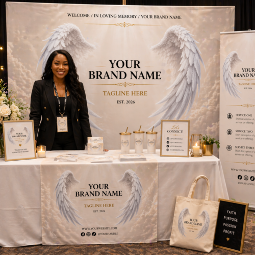 custom event backdrop with angel wings