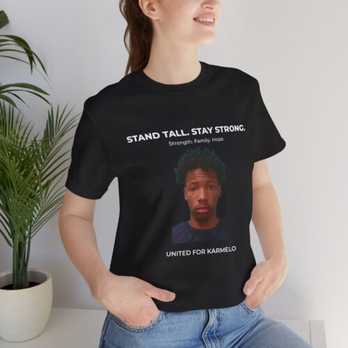 Justice for Karmelo Anthony t-shirt political supporter apparel on black Bella Canvas 3001 unisex tee