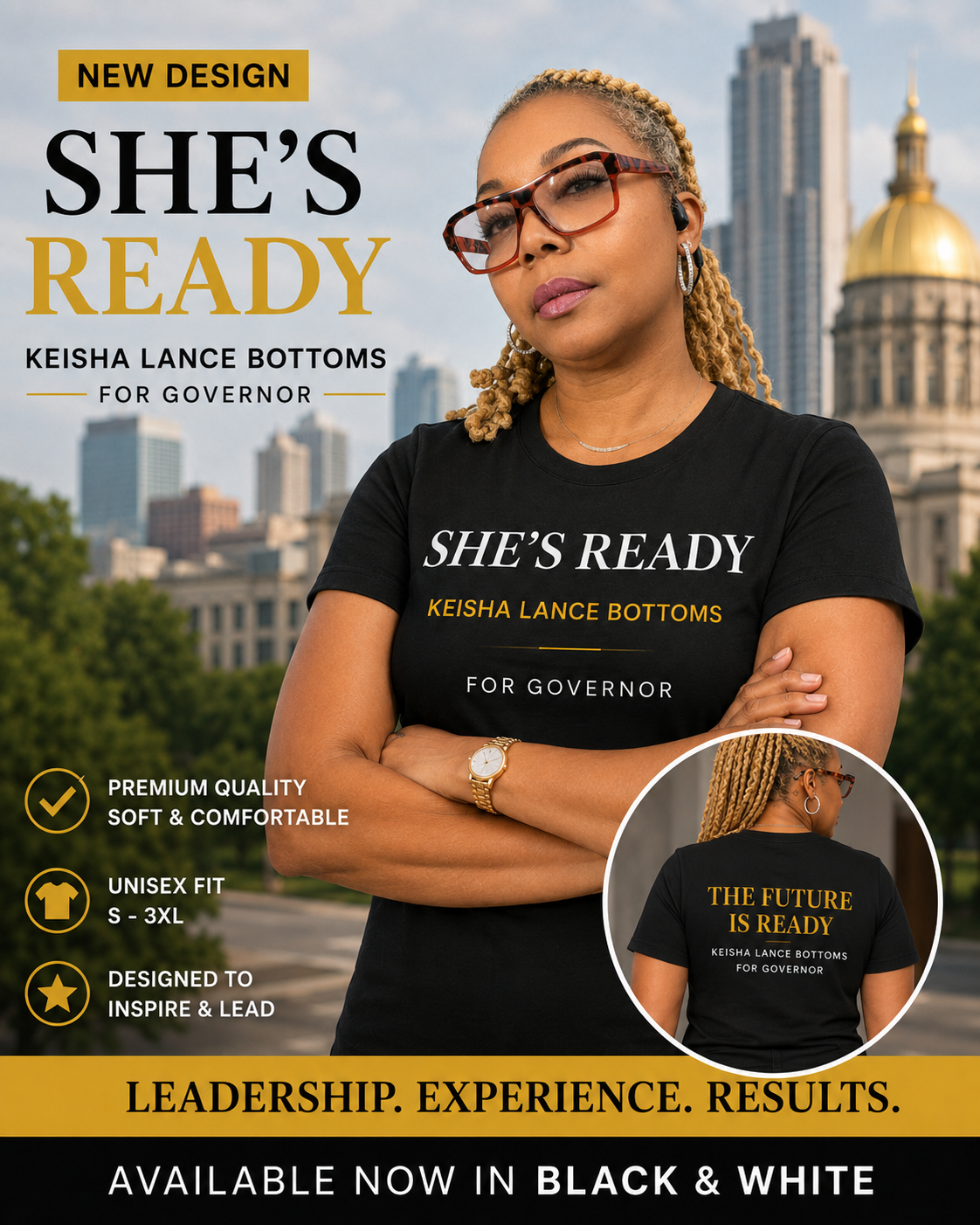 She's Ready | Keisha Lance Bottoms for Governor T-Shirt - Image 2