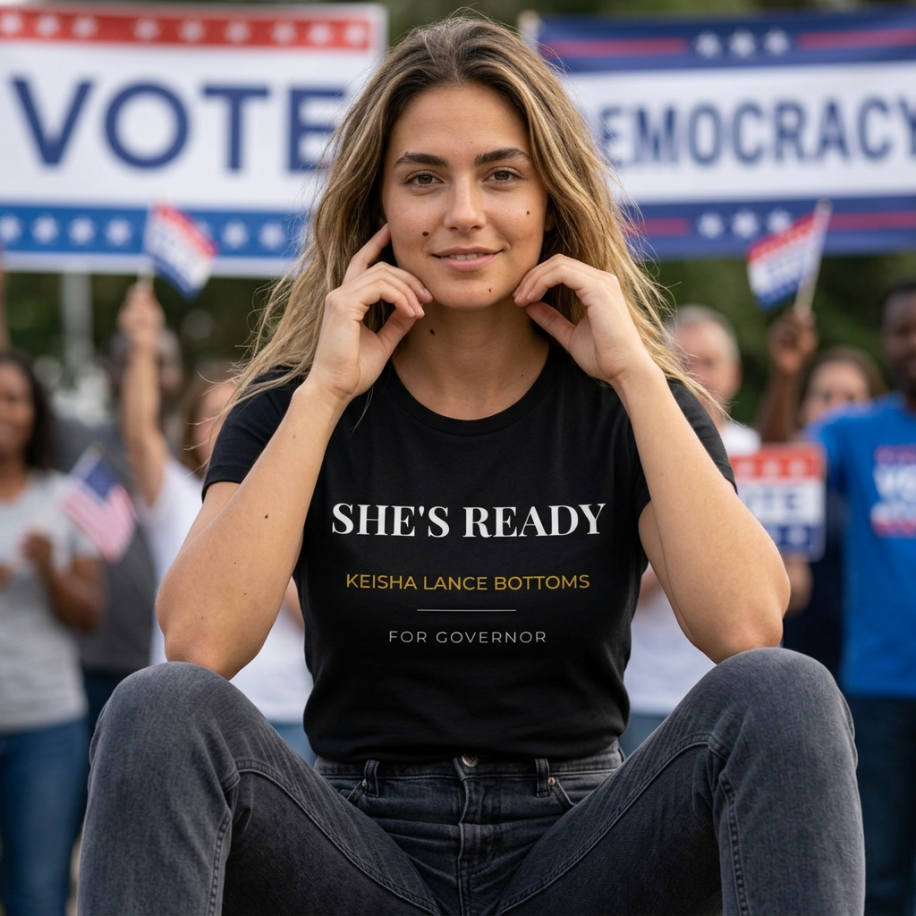 She's Ready | Keisha Lance Bottoms for Governor T-Shirt - Image 5