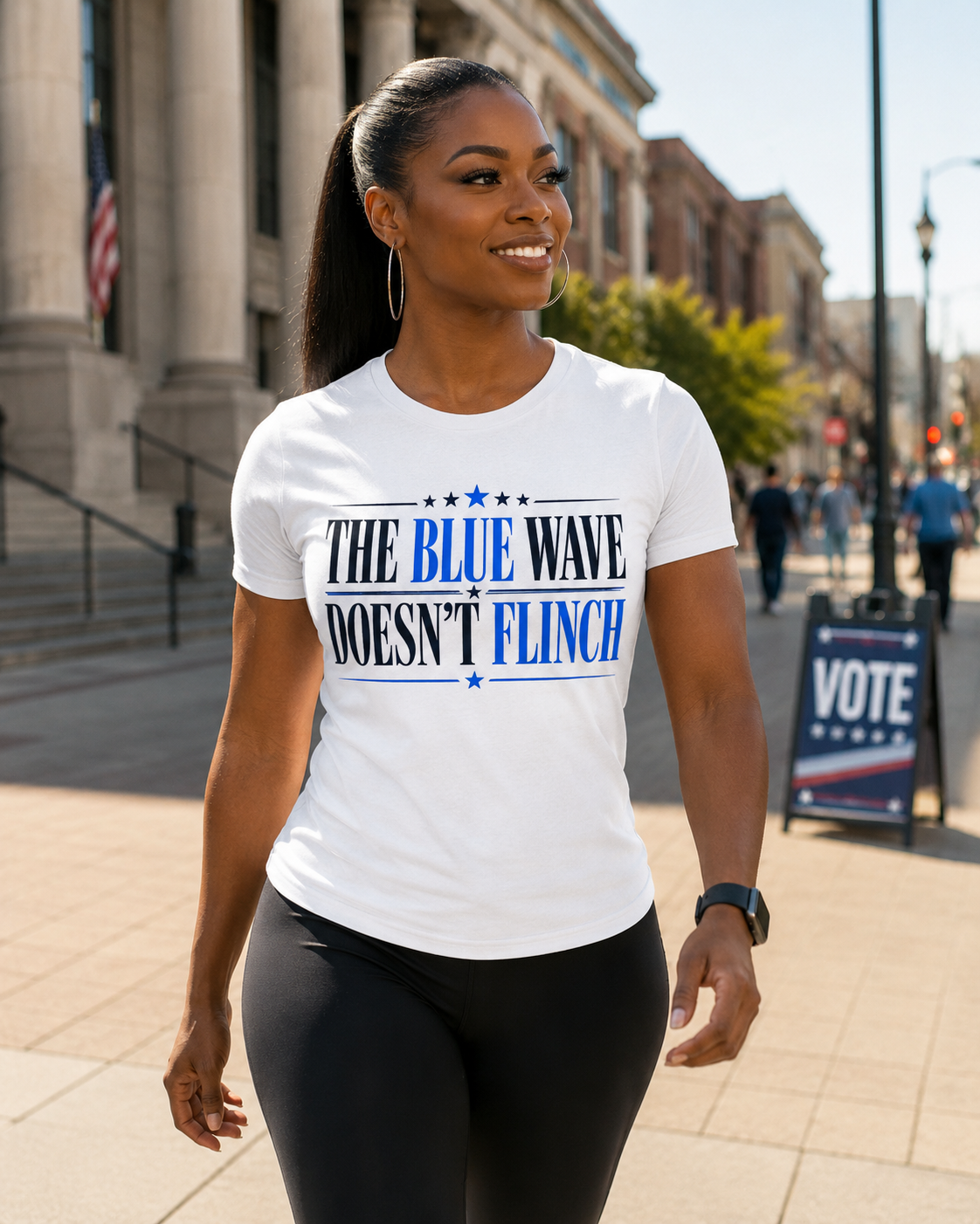The Blue Wave Doesn't Flinch T-Shirt political statement graphic tee