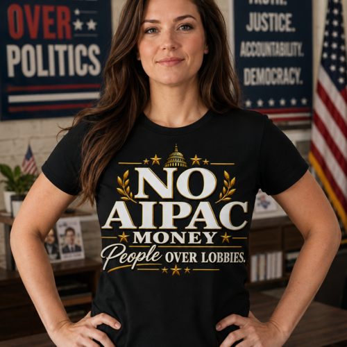No AIPAC Money T-Shirt – People Over Lobbies black political statement shirt lifestyle mockup