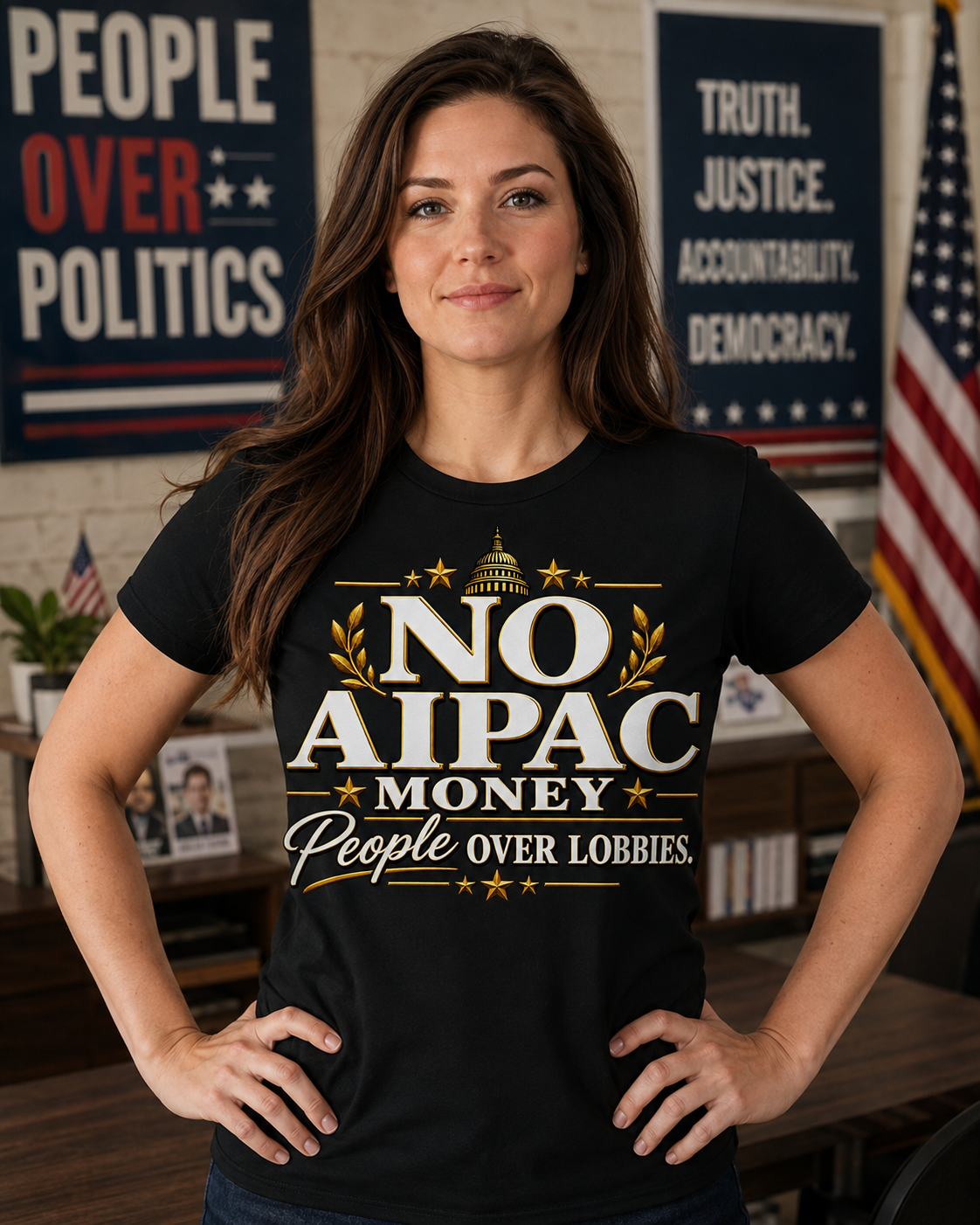 No AIPAC Money T-Shirt – People Over Lobbies black political statement shirt lifestyle mockup
