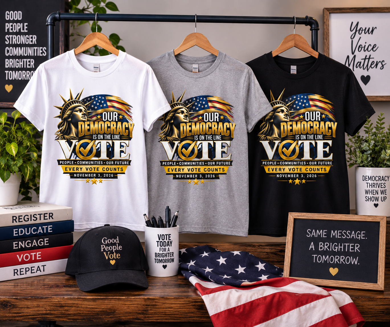Our Democracy Is on the Line T-Shirt – Every Vote Counts - Image 20