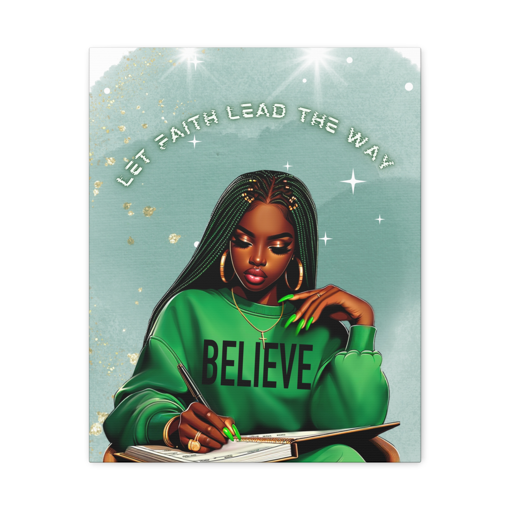 Let Faith Lead the Way BELIEVE Canvas Wall Art | Inspirational Black Woman Faith Décor - Image 5