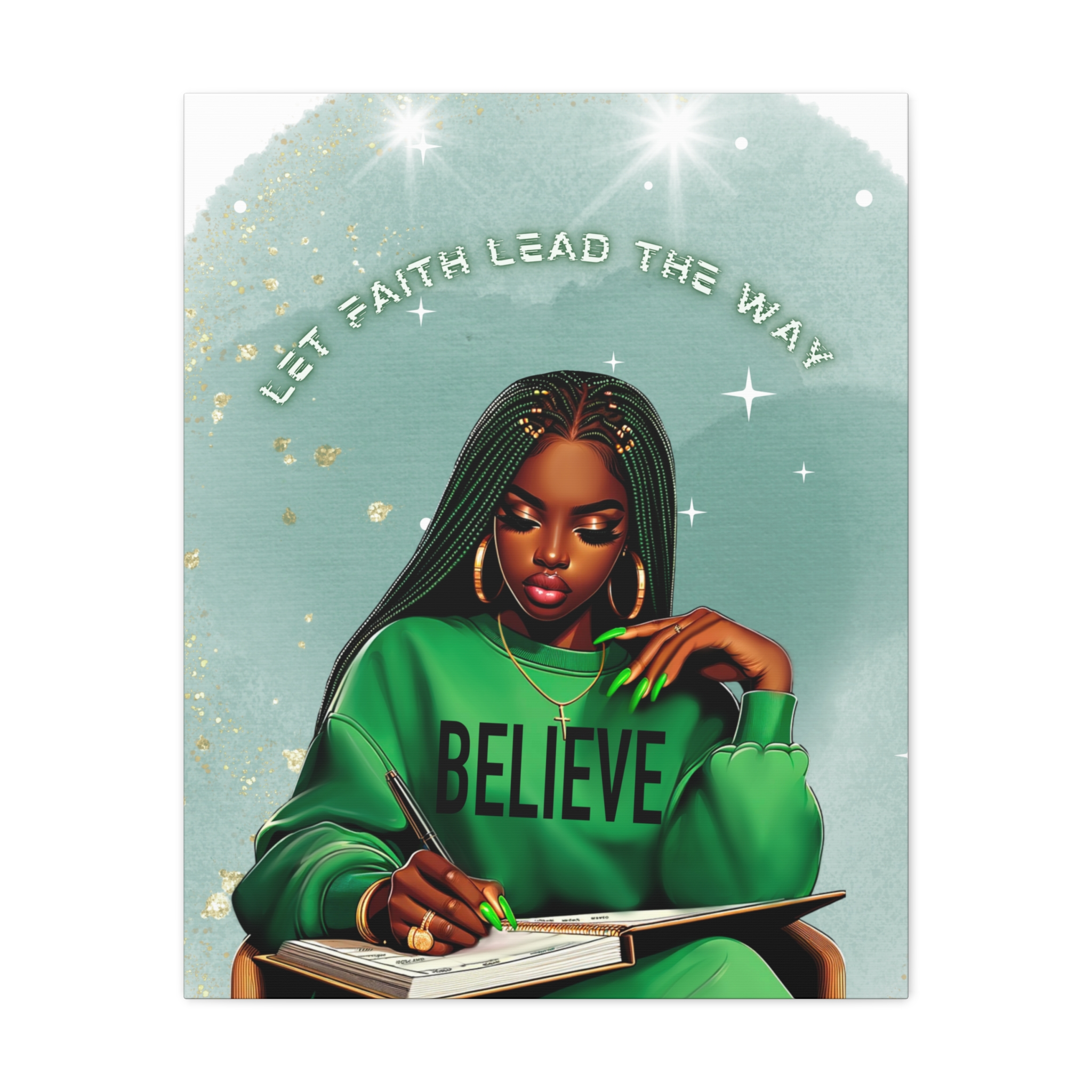 Let Faith Lead the Way BELIEVE Canvas Wall Art | Inspirational Black Woman Faith Décor - Image 7