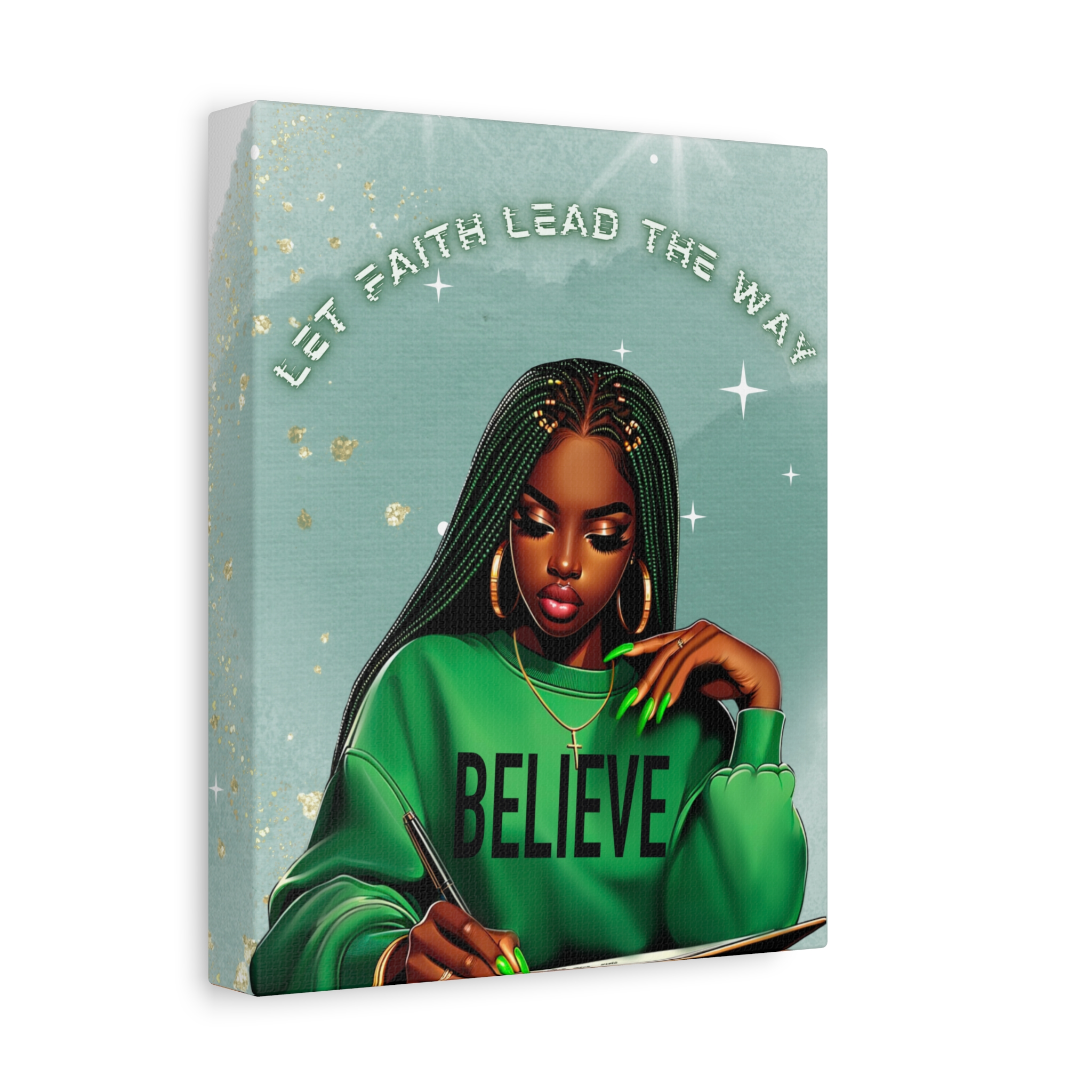 Let Faith Lead the Way BELIEVE Canvas Wall Art | Inspirational Black Woman Faith Décor - Image 4
