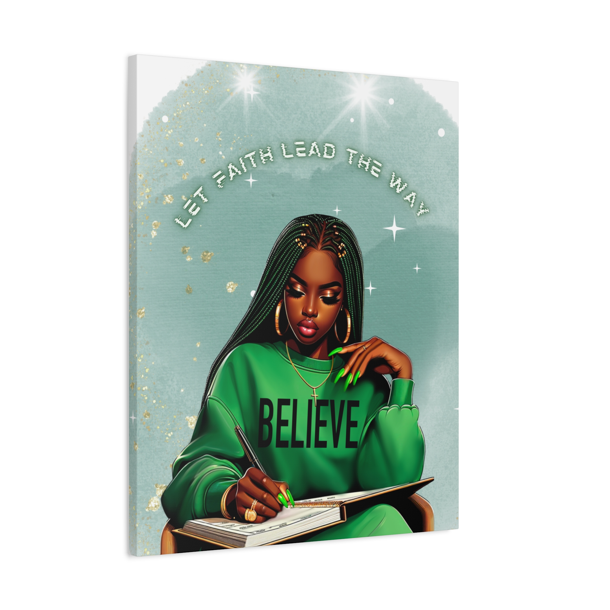 Let Faith Lead the Way BELIEVE Canvas Wall Art | Inspirational Black Woman Faith Décor - Image 8