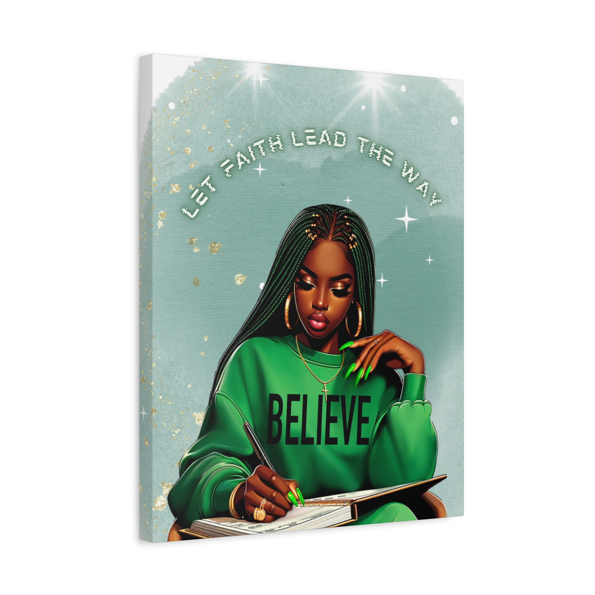Let Faith Lead the Way BELIEVE Canvas Wall Art | Inspirational Black Woman Faith Décor - Image 6