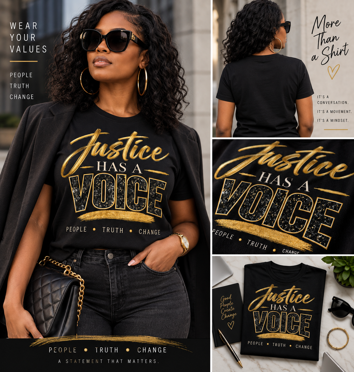 Justice Has a Voice T-Shirt – People Truth Change Statement Tee - Image 19