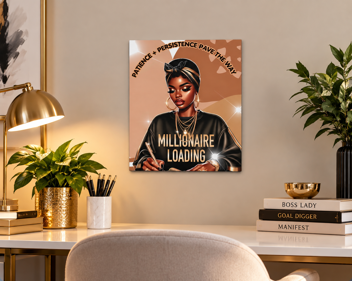 Simone Millionaire Loading Canvas Wall Art – Patience + Persistence Pave the Way - Image 2