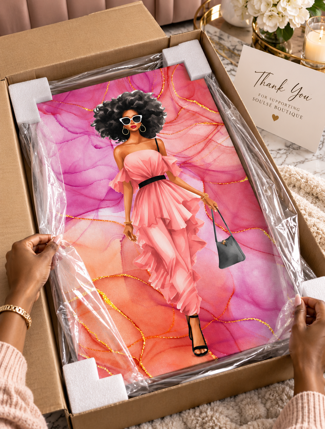 Brielle – Pretty in Pink Canvas Wall Art - Image 2