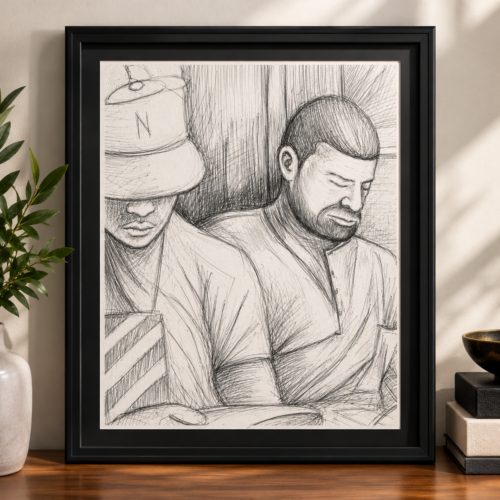 Subway Snooze Framed Canvas