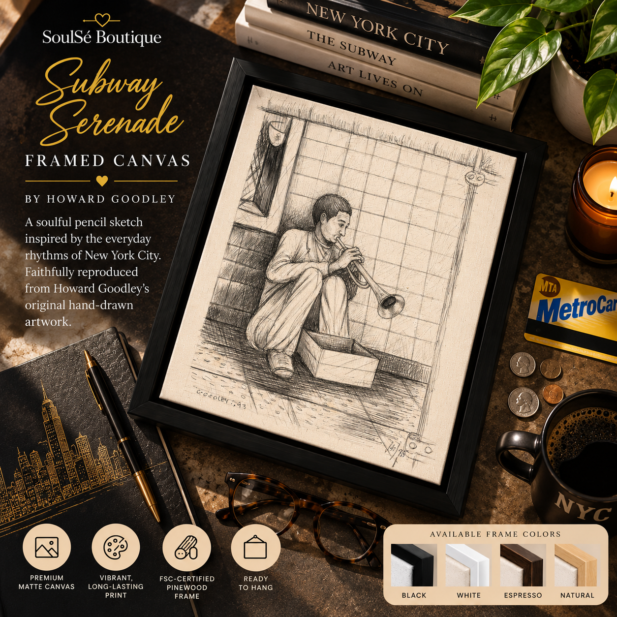 Subway Serenade – Framed Canvas | Howard Goodley - Image 3