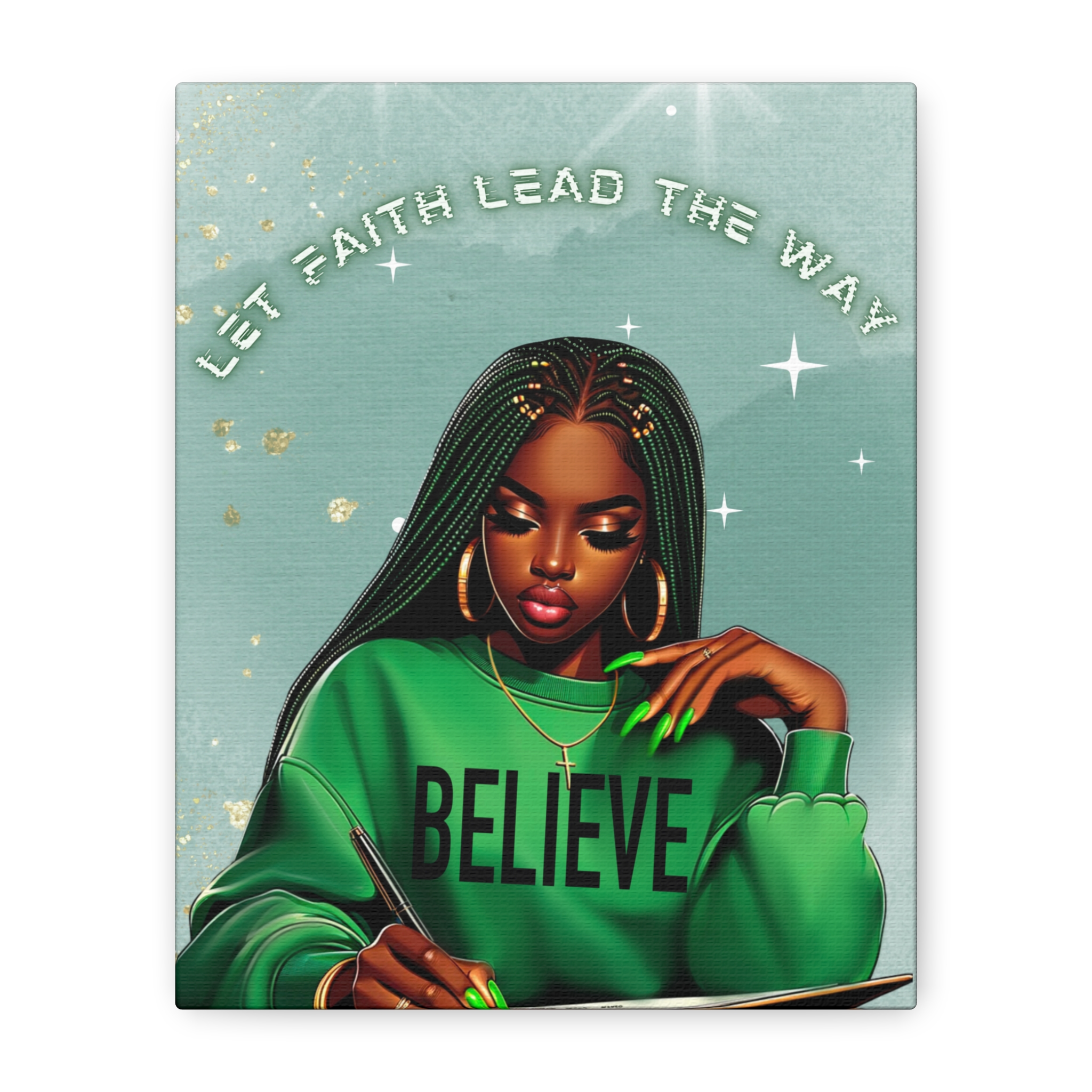 Let Faith Lead the Way BELIEVE Canvas Wall Art | Inspirational Black Woman Faith Décor - Image 3